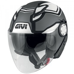 CASCO JET 12.3 STRATOS NERO OPACO BIANCO TITANIO | GIVI