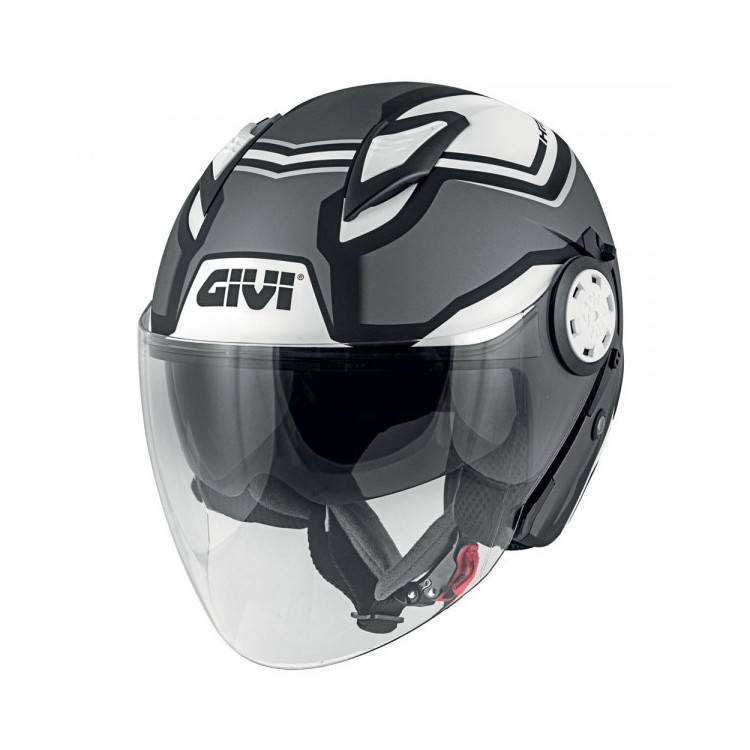 CASCO JET 12.3 STRATOS NERO OPACO BIANCO TITANIO | GIVI