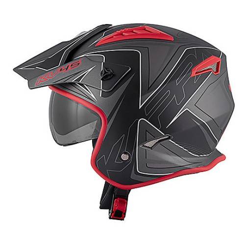 Casco Jet KV45 Trial Gemini Titanio Opaco Rosso Nero | Kappa