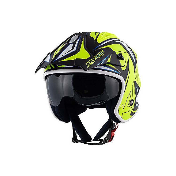 Casco Jet KV45 Trial Gemini Nero Opaco Giallo Bianco |  Kappa