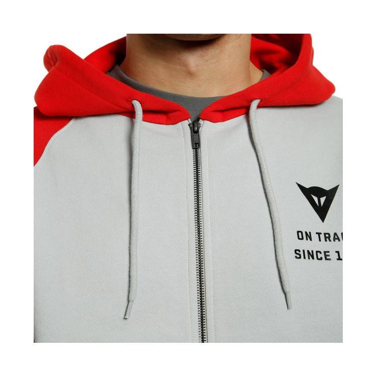 PADDOCK FULL-ZIP HOODIE GLACIER-GRAY/LAVA-RED/BLACK (81C) | DAINESE