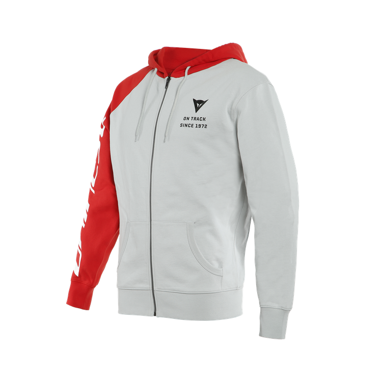 PADDOCK FULL-ZIP HOODIE GLACIER-GRAY/LAVA-RED/BLACK (81C) | DAINESE