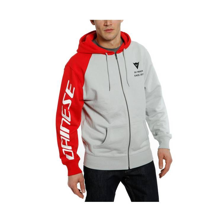 PADDOCK FULL-ZIP HOODIE GLACIER-GRAY/LAVA-RED/BLACK (81C) | DAINESE