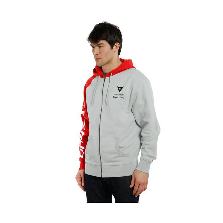 PADDOCK FULL-ZIP HOODIE GLACIER-GRAY/LAVA-RED/BLACK (81C) | DAINESE
