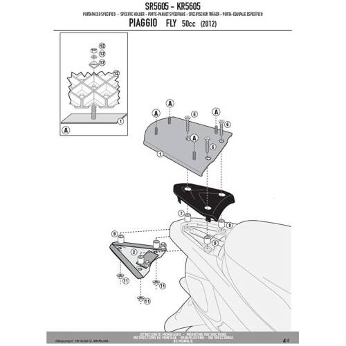 GIVI SUPPORTO PORTAPACCHI PIAGGIO FLY 50'12 SR5605 | GIVI