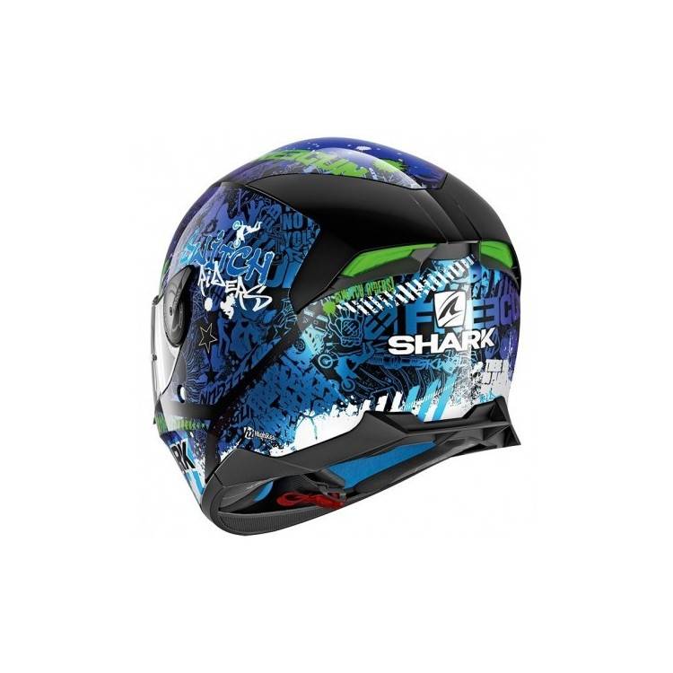 CASCO SKWAL 2 SWITCH RIDER BLACK BLUE GREEN | SHARK