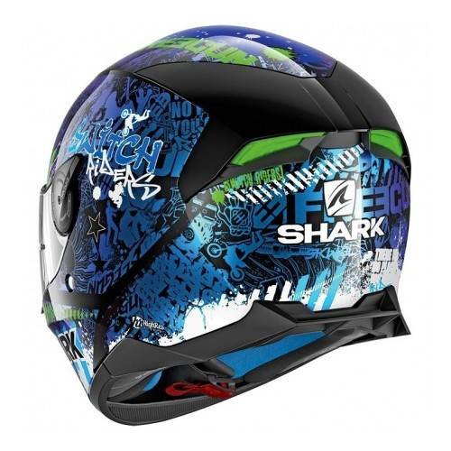 CASCO SKWAL 2 SWITCH RIDER BLACK BLUE GREEN | SHARK