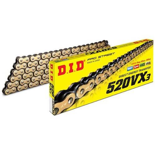 CATENA DID 520VX3 (GOLD & BLACK) - LUNGHEZZA: 120 MAGLIE CON GIUNTO A RIVETTO (ZJ) | SGR | 533081202