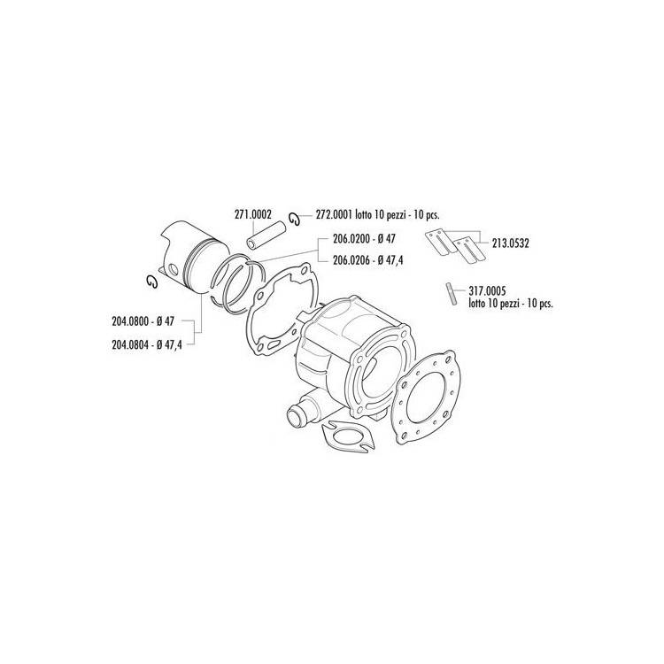 150.0605 KIT GRUPPO TERMICO APRILIA SR SPORT D.47 (MOTORE APRILIA) | POLINI