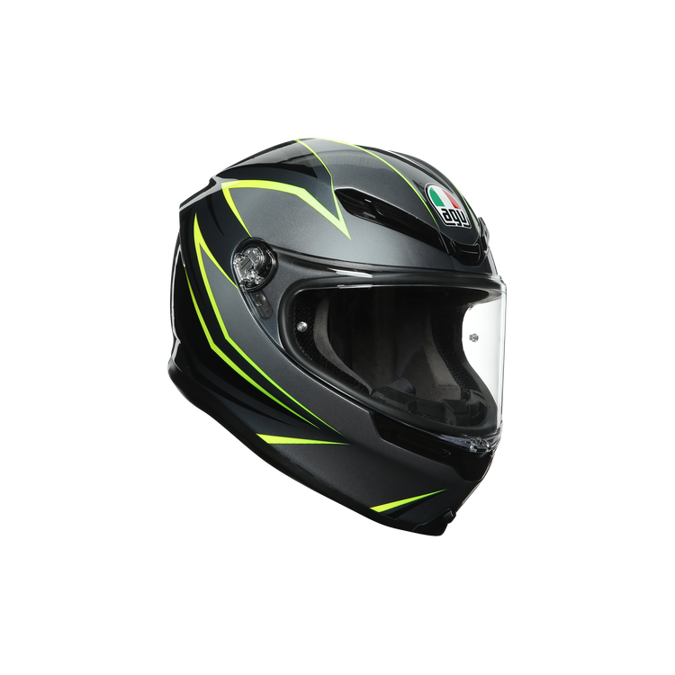 CASCO INTEGRALE K6 E2205 MULTI FLASH GREY BLACK LIME | AGV