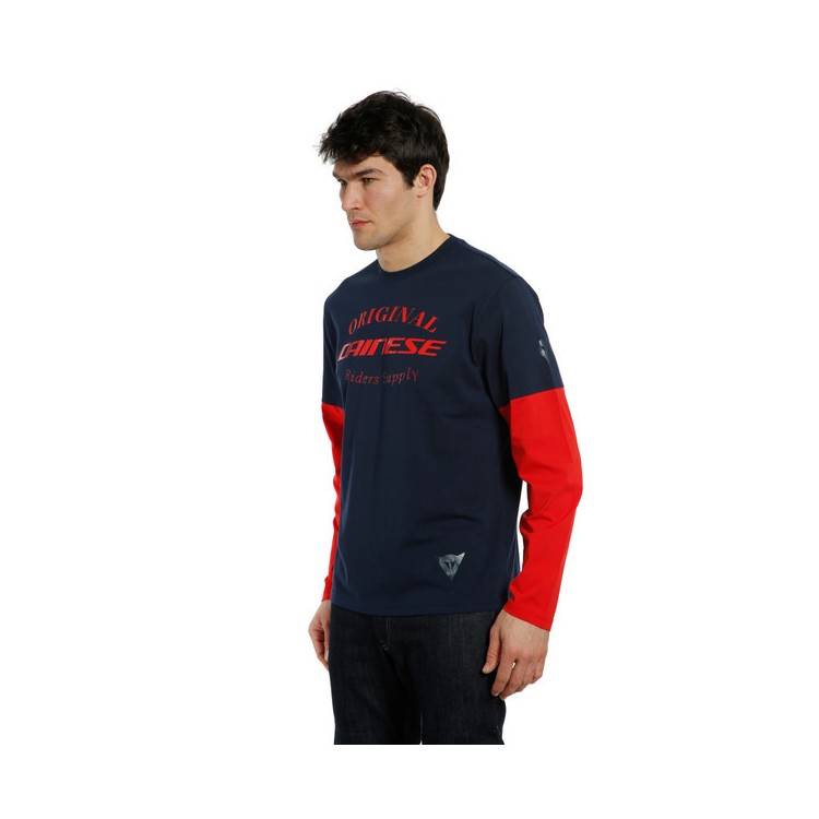 T-SHIRT PADDOCK LS BLU ROSSO LAVA | DAINESE