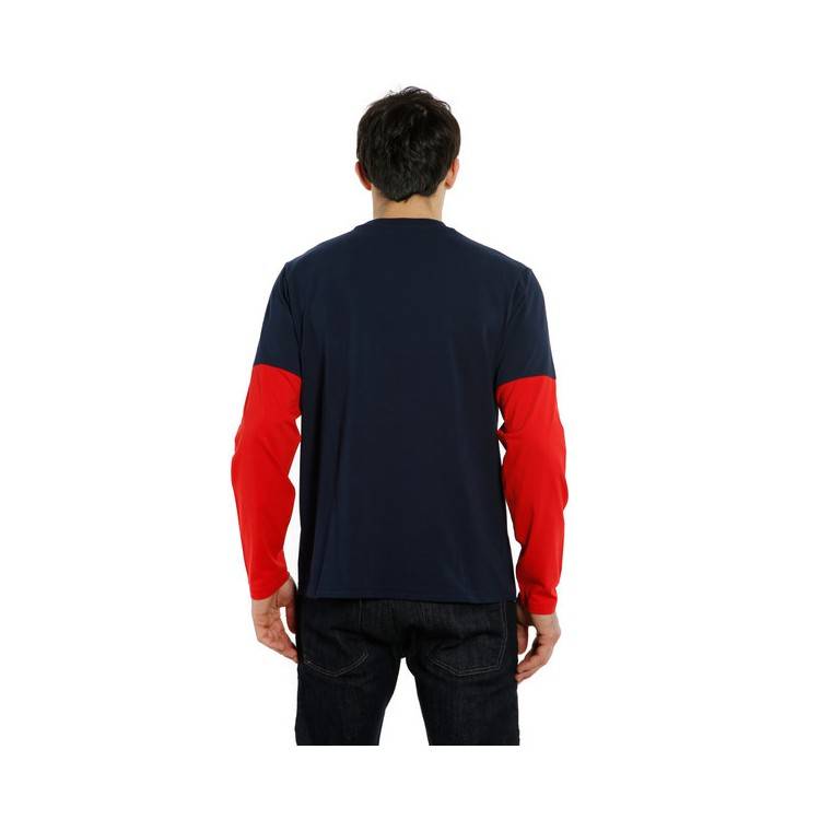 T-SHIRT PADDOCK LS BLU ROSSO LAVA | DAINESE