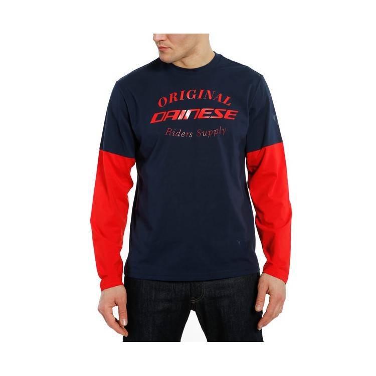 T-SHIRT PADDOCK LS BLU ROSSO LAVA | DAINESE