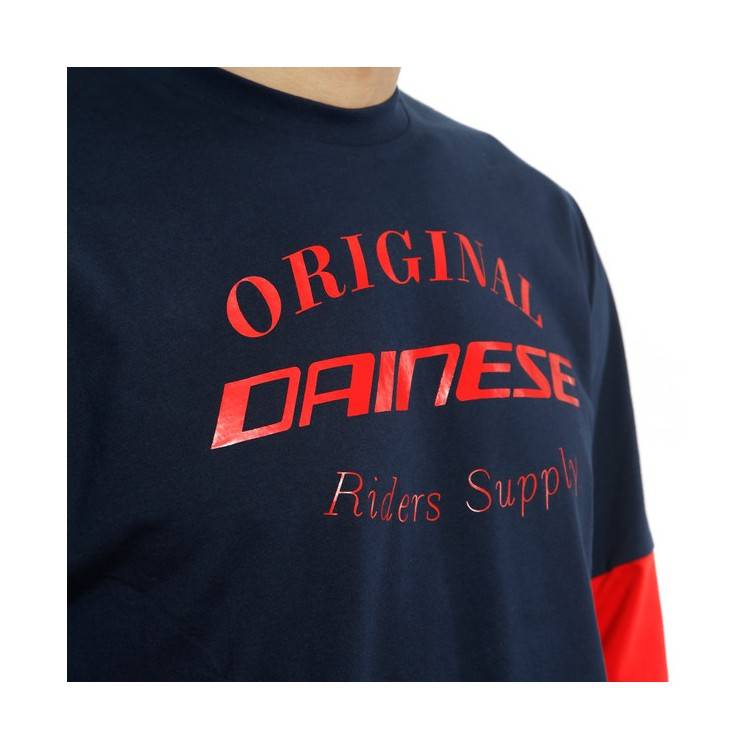 T-SHIRT PADDOCK LS BLU ROSSO LAVA | DAINESE