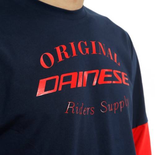 T-SHIRT PADDOCK LS BLU ROSSO LAVA | DAINESE