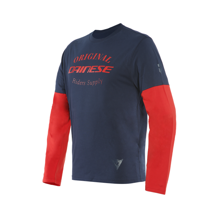T-SHIRT PADDOCK LS BLU ROSSO LAVA | DAINESE
