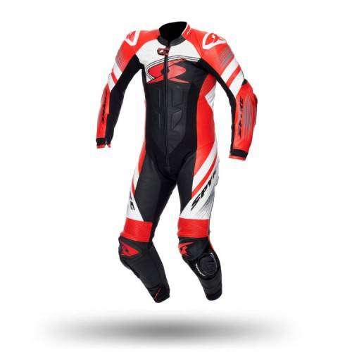 TUTA IN PELLE UOMO ESTORIL RACE BLACK WHITE FLUO RED | SPYKE