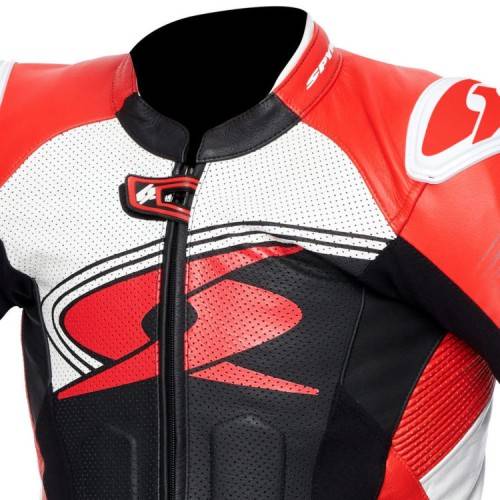 TUTA IN PELLE UOMO ESTORIL RACE BLACK WHITE FLUO RED | SPYKE