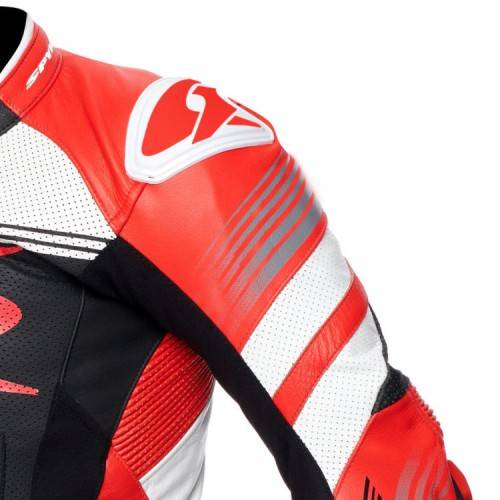 TUTA IN PELLE UOMO ESTORIL RACE BLACK WHITE FLUO RED | SPYKE