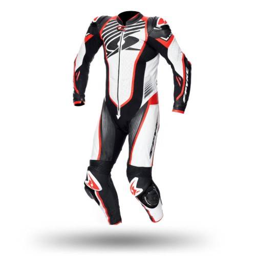 TUTA IN PELLE UOMO ARAGON RACE BLACK WHITE FLUO RED | SPYKE