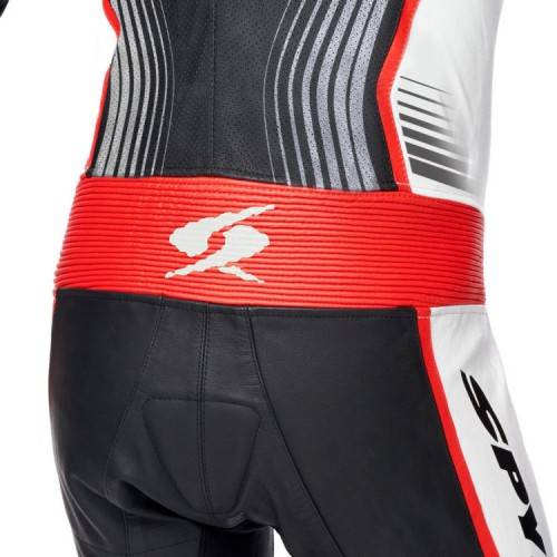 TUTA IN PELLE UOMO ARAGON RACE BLACK WHITE FLUO RED | SPYKE