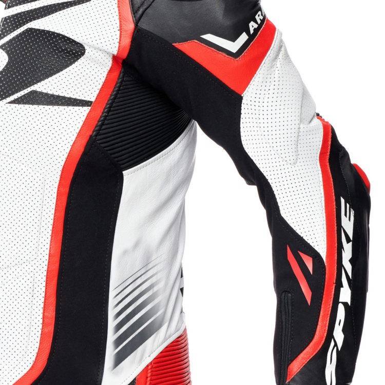 TUTA IN PELLE UOMO ARAGON RACE BLACK WHITE FLUO RED | SPYKE