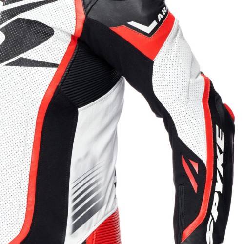 TUTA IN PELLE UOMO ARAGON RACE BLACK WHITE FLUO RED | SPYKE