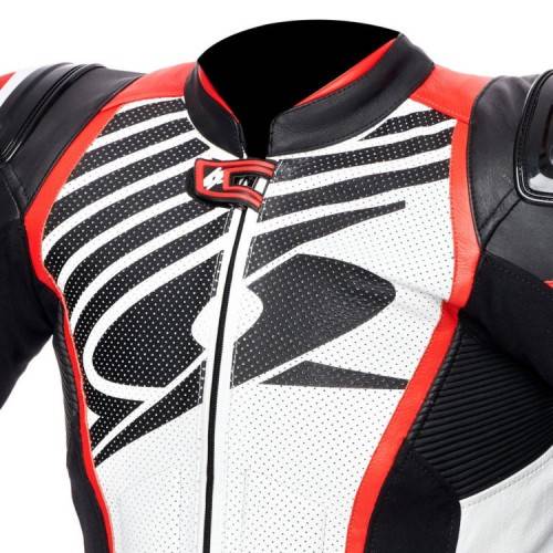 TUTA IN PELLE UOMO ARAGON RACE BLACK WHITE FLUO RED | SPYKE