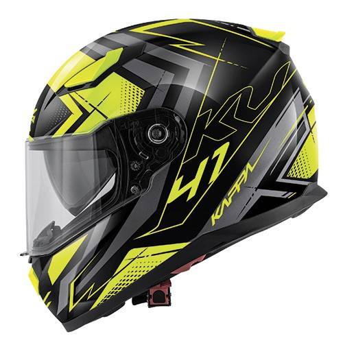 CASCO INTEGRALE KV41 DALLAS NERO LUCIDO TITANIO GIALLO | KAPPA