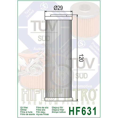 E1763100 HF631 FILTRO OLIO BETA RR ENDURO 350 /400/450/520 10 - HF631 | HIFLO FILTRO |