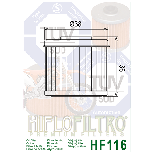 E1711600 HF116 FILTRO OLIO HONDA CRF 250/450 04 - HF116 | HIFLO FILTRO |