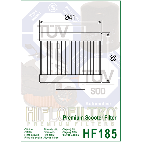 E1718500 HF185 FILTRO OLIO LEONARDO 125,SCARA BEO 200 +PREMIUM SCOOTER+ | HIFLO FILTRO |