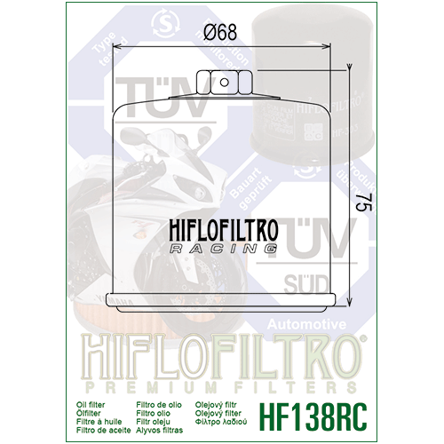 HF138RC FILTRO OLIO RACING SUZUKI GSX - R 600 HF138RC | HIFLO FILTRO |  E1713805
