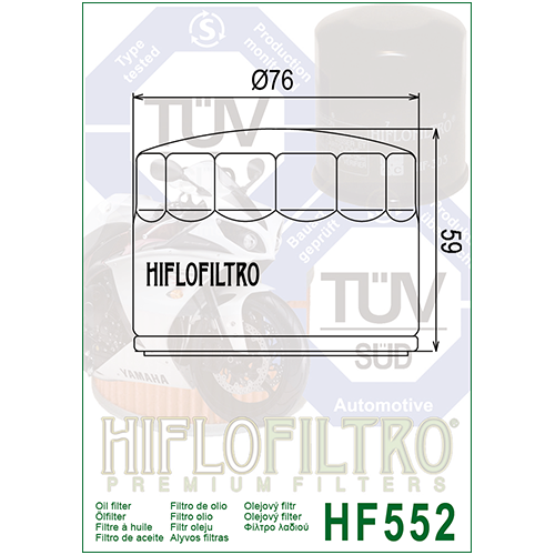 E1755200 HF552 FILTRO OLIO MOTOGUZZI 850/1000 HF552 | HIFLO FILTRO |