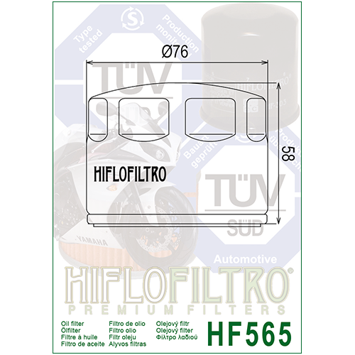 E1756500 HF565 FILTRO OLIO GILERA GP800 APRILIA DORSODURO/SHIVER HF565 | HIFLO FILTRO |