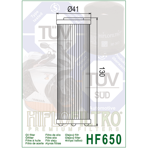 E1765000 HF650 FILTRO OLIO KTM QUAD 450 ADVEN TURE 950 03 RC8 09 - HF6 | HIFLO FILTRO |