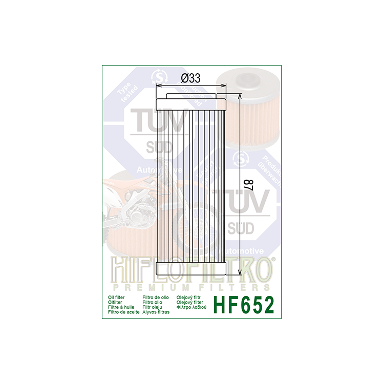 E1765200 HF652 FILTRO OLIO KTM 450 SX - F 07 - 08 HF652 | HIFLO FILTRO |