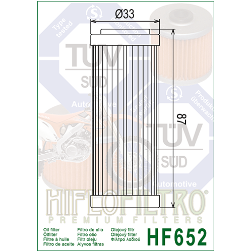 E1765200 HF652 FILTRO OLIO KTM 450 SX - F 07 - 08 HF652 | HIFLO FILTRO |