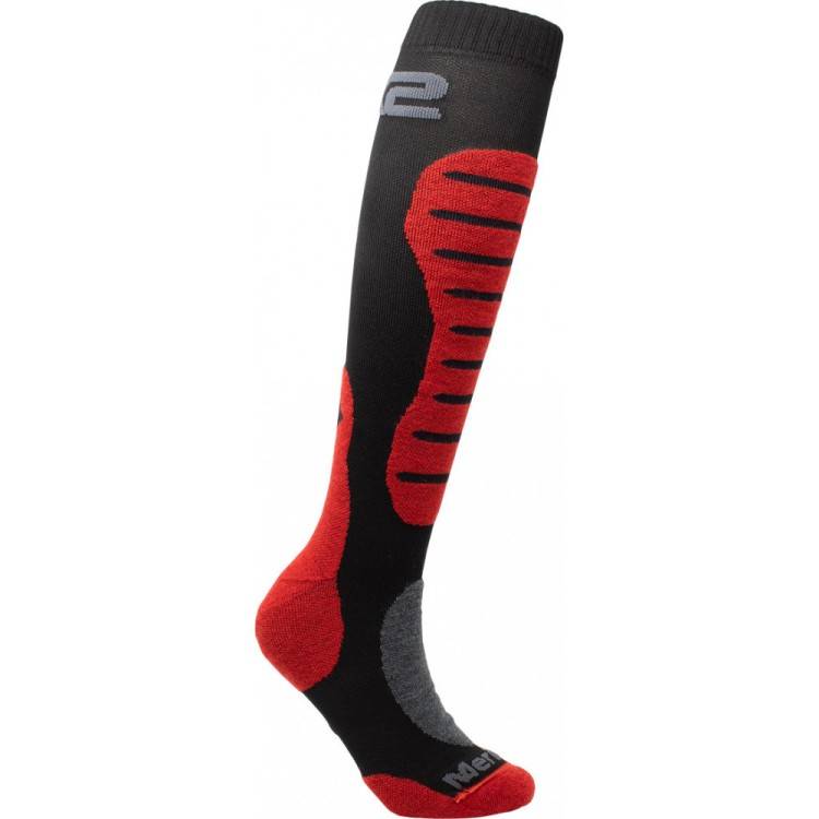 Calza Lunga Rinforzata Invernale Lana Merino - BLACK RED MOT2 MERINOS | SIXS