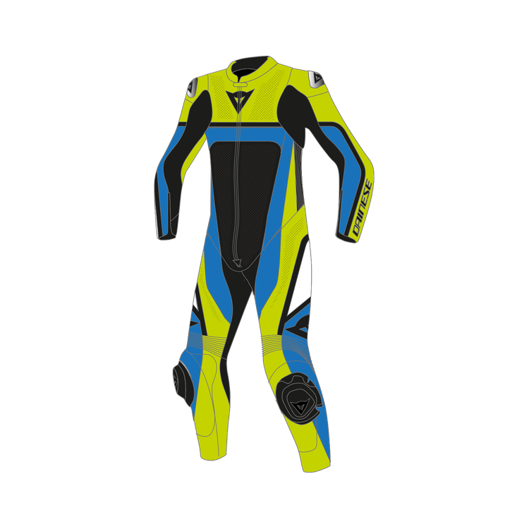 TUTA INTERA PELLE GEN Z JUNIOR PERF. FLUO YELLOW LIGHT BLUE | DAINESE