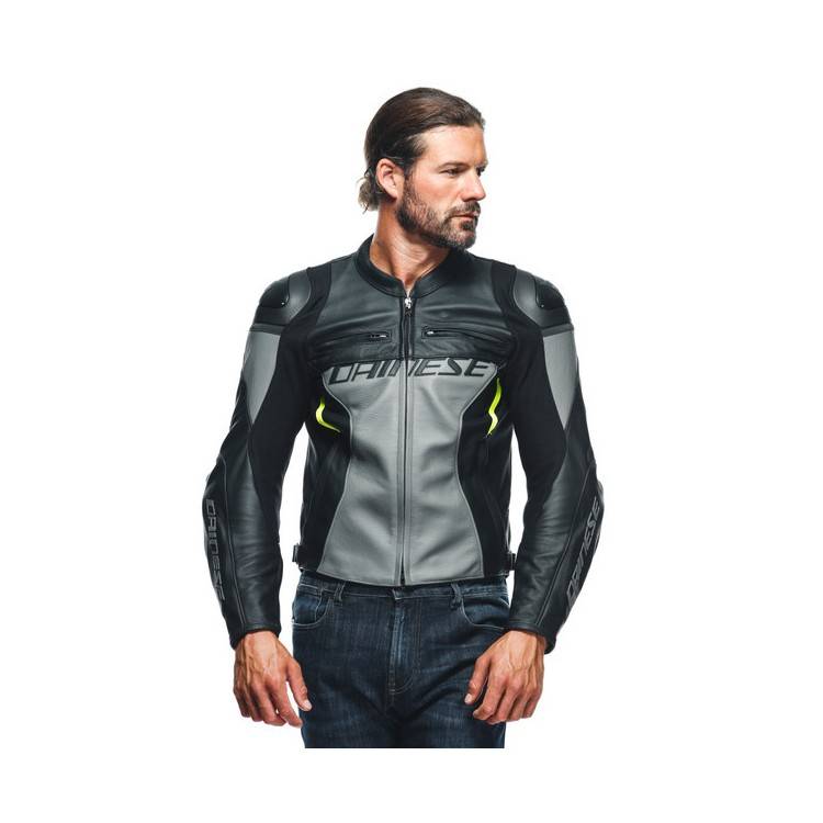 GIACCA RACING 4 PELLE CHARCOAL GRAY BLACK | DAINESE