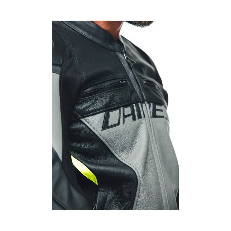 GIACCA RACING 4 PELLE CHARCOAL GRAY BLACK | DAINESE