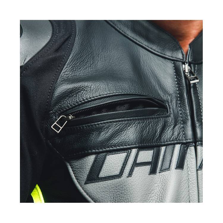 GIACCA RACING 4 PELLE CHARCOAL GRAY BLACK | DAINESE