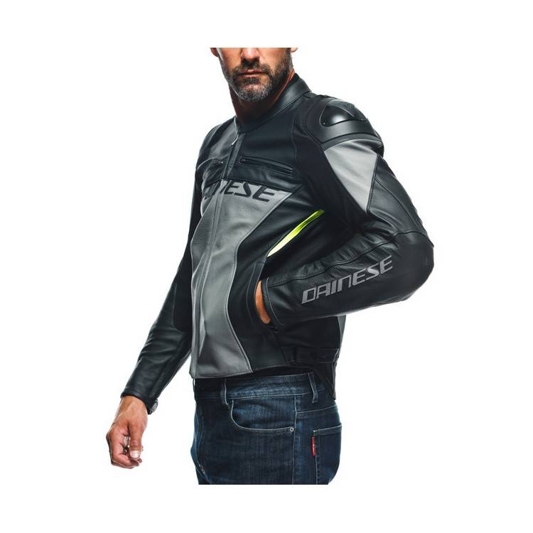 GIACCA RACING 4 PELLE CHARCOAL GRAY BLACK | DAINESE