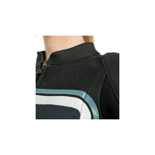 LOLA 3 LADY LEATHER JACKET BLACK EBONY N ATLANTIC GLACIER GRAY | DAINESE