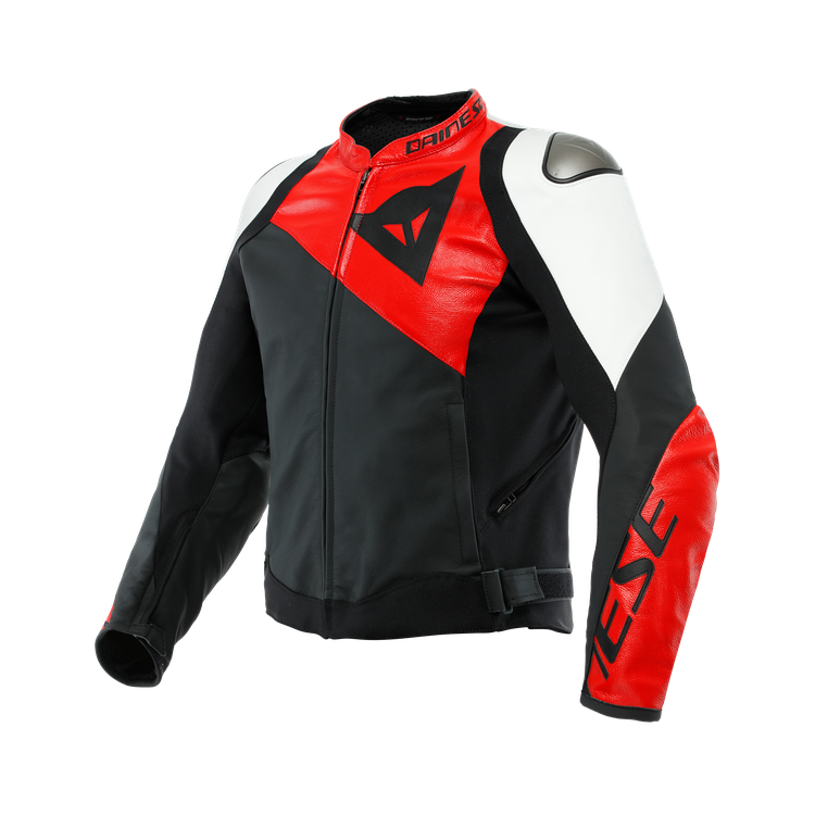 GIACCA PELLE SPORTIVA BLACK-MATT LAVA-RED WHITE | DAINESE