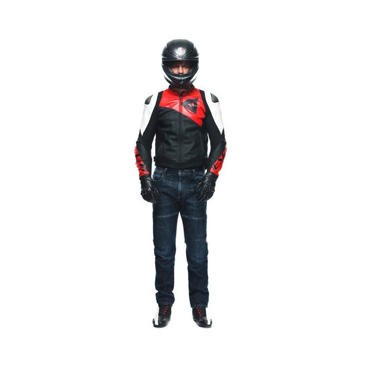 GIACCA PELLE SPORTIVA BLACK-MATT LAVA-RED WHITE | DAINESE