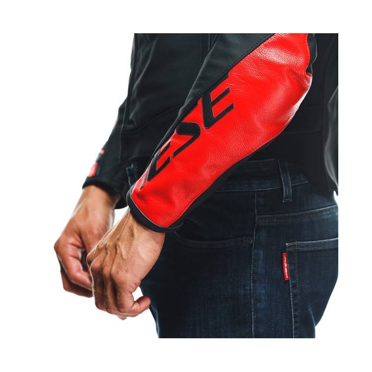 GIACCA PELLE SPORTIVA BLACK-MATT LAVA-RED WHITE | DAINESE