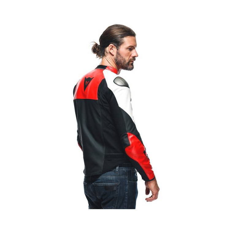 GIACCA PELLE SPORTIVA BLACK-MATT LAVA-RED WHITE | DAINESE