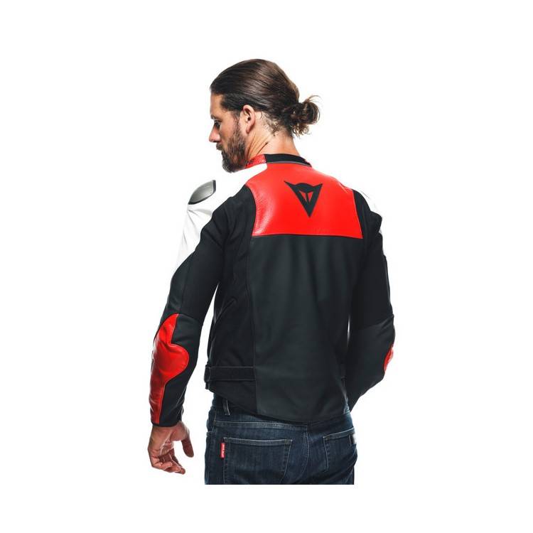 GIACCA PELLE SPORTIVA BLACK-MATT LAVA-RED WHITE | DAINESE